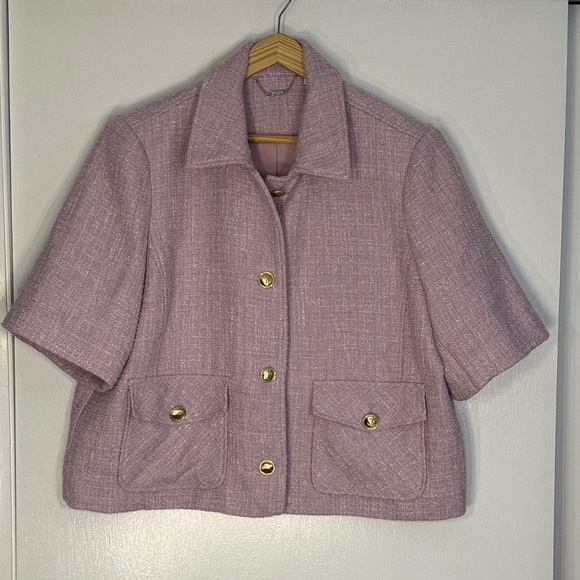 Chico's Jackets & Blazers - Chico's Lavender Short-Sleeve Blazer Lady Jacket with Gold Buttons XL or 3